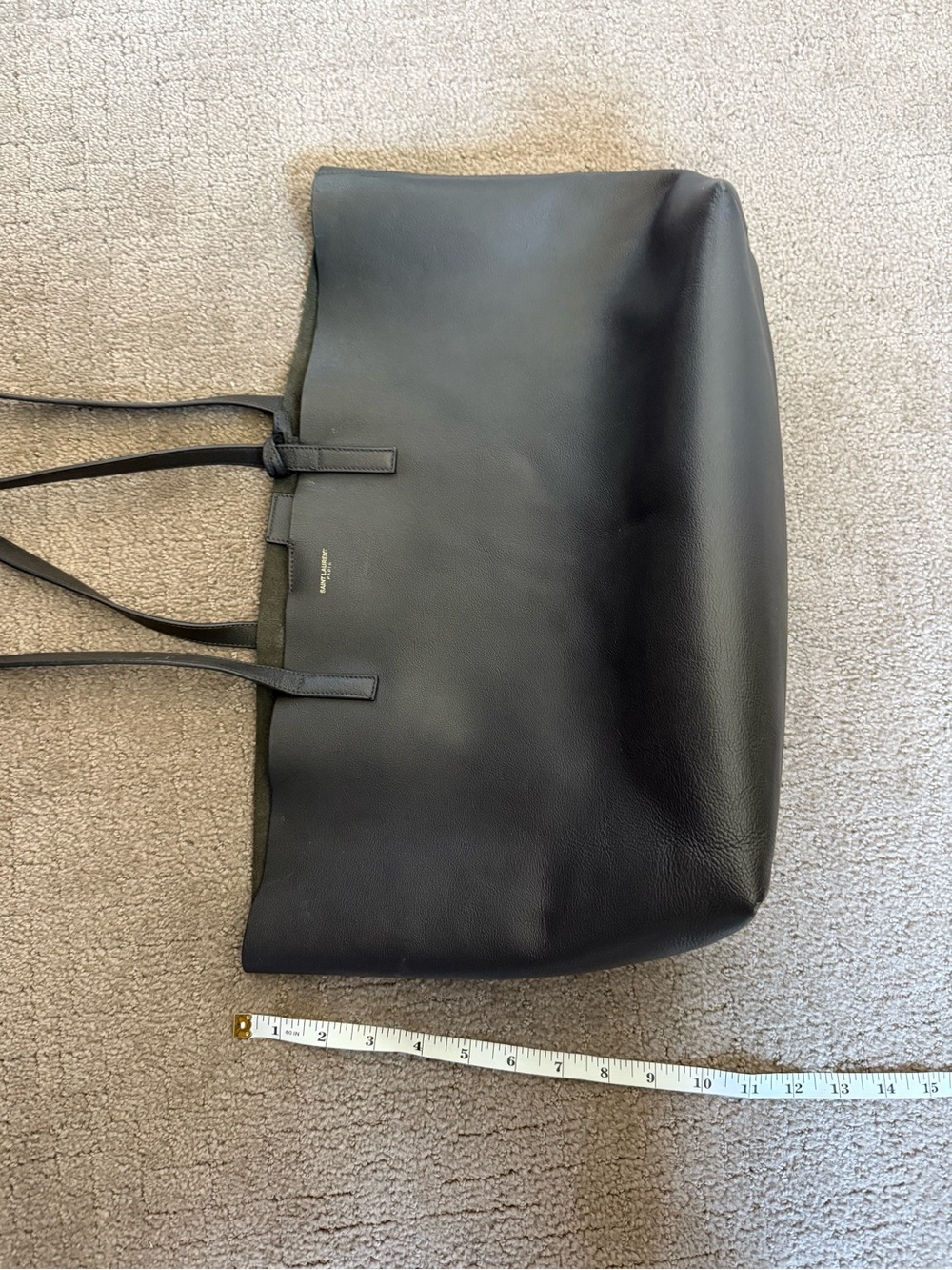 Saint Laurent Grey Calfskin Leather Tote Bag w/ Detachable Pouch Large - Picture 7 of 12